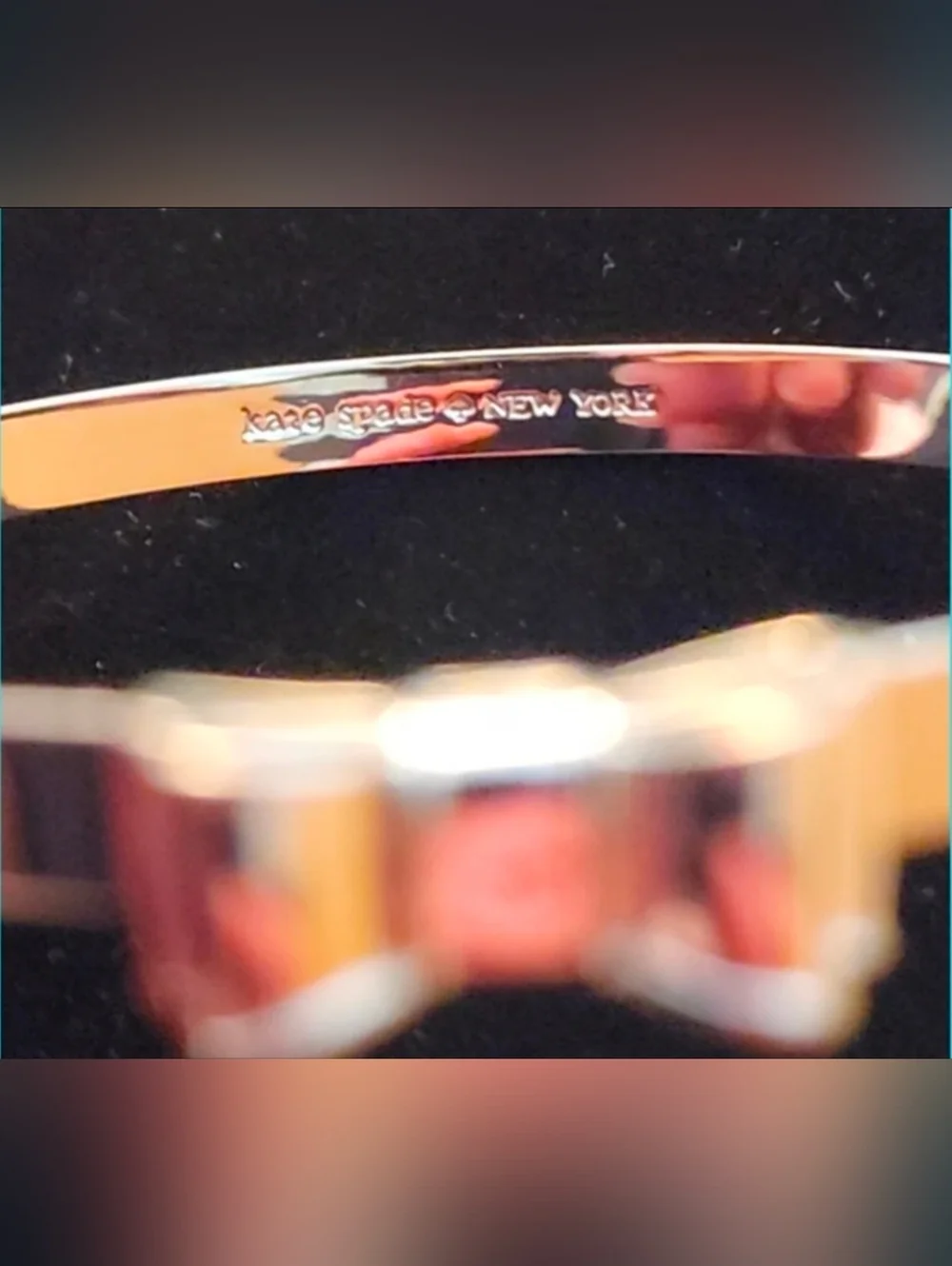 Kate Spade New York 'Take a Bow' Silver Tone Bangle Bracelet 2.5" - Picture 5 of 8